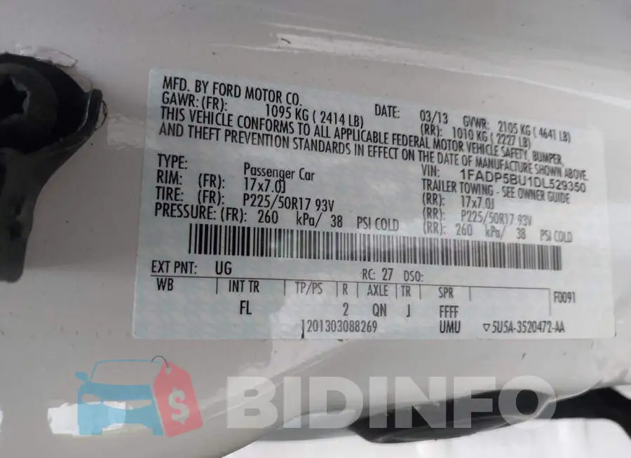 1FADP5BU1DL529350 Photo# 9