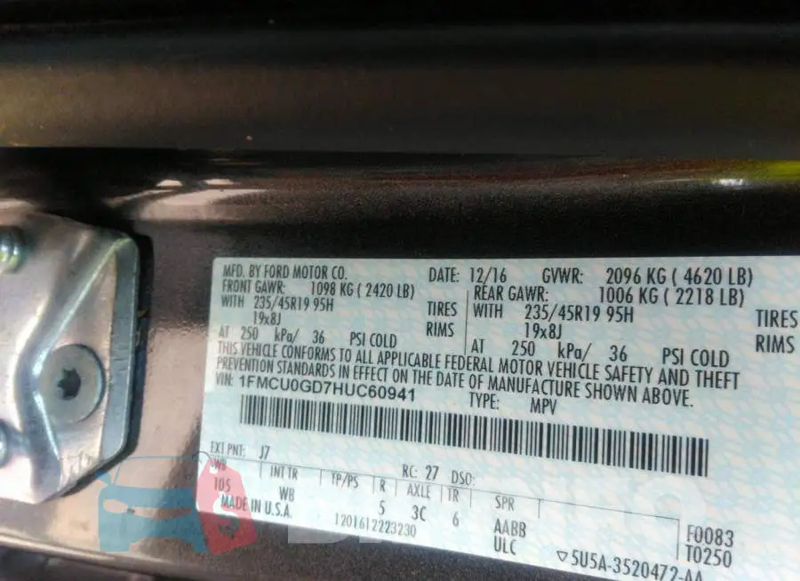 1FMCU0GD7HUC60941 Photo# 9