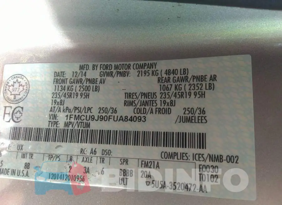 1FMCU9J90FUA84093 Photo# 9