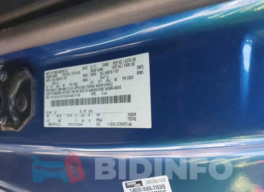 1FTEX1CP1GFA61719 Photo# 9