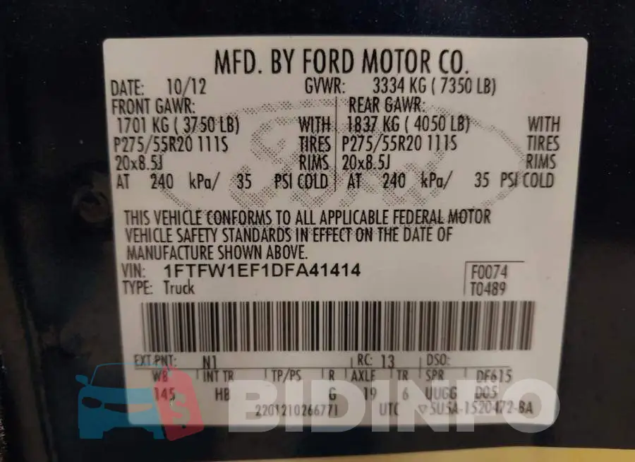 1FTFW1EF1DFA41414 Photo# 9
