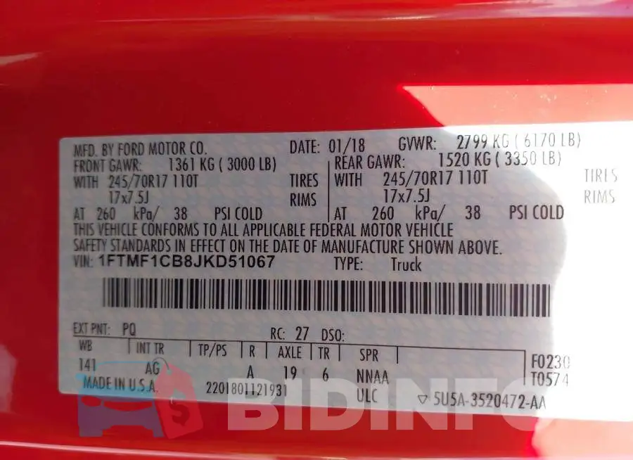 1FTMF1CB8JKD51067 Photo# 9