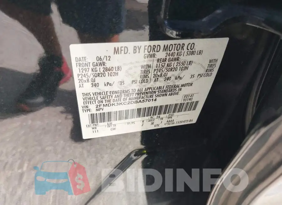 2FMDK3KC2DBA57014 Photo# 9