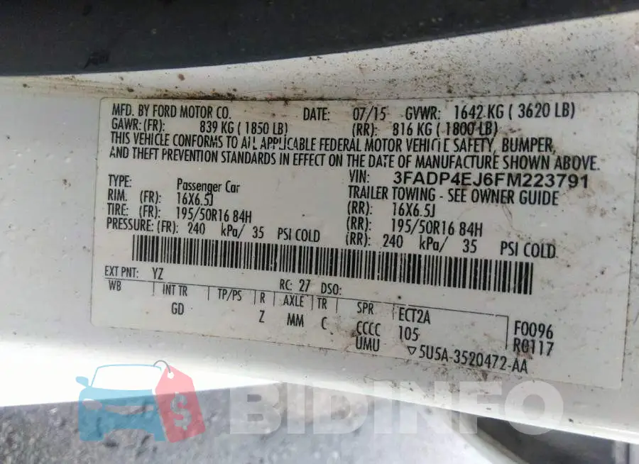 3FADP4EJ6FM223791 Photo# 9