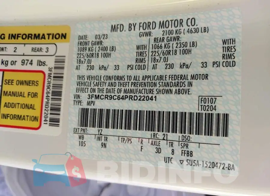 3FMCR9C64PRD22041 Photo# 9