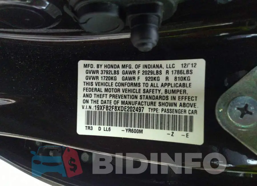 19XFB2F8XDE202497 Photo# 9