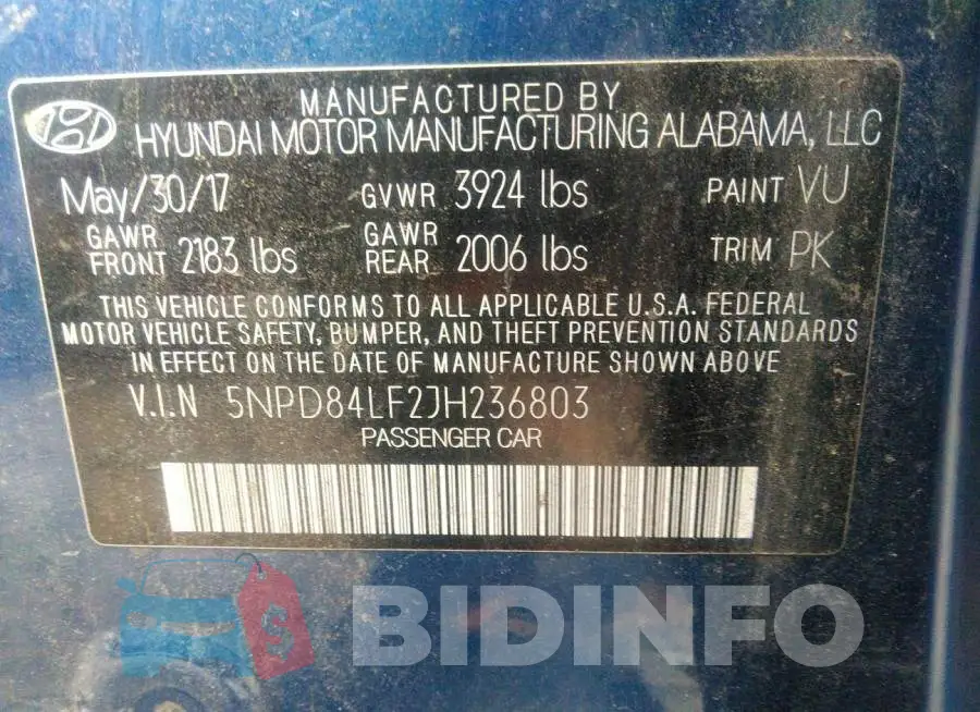 5NPD84LF2JH236803 Photo# 9