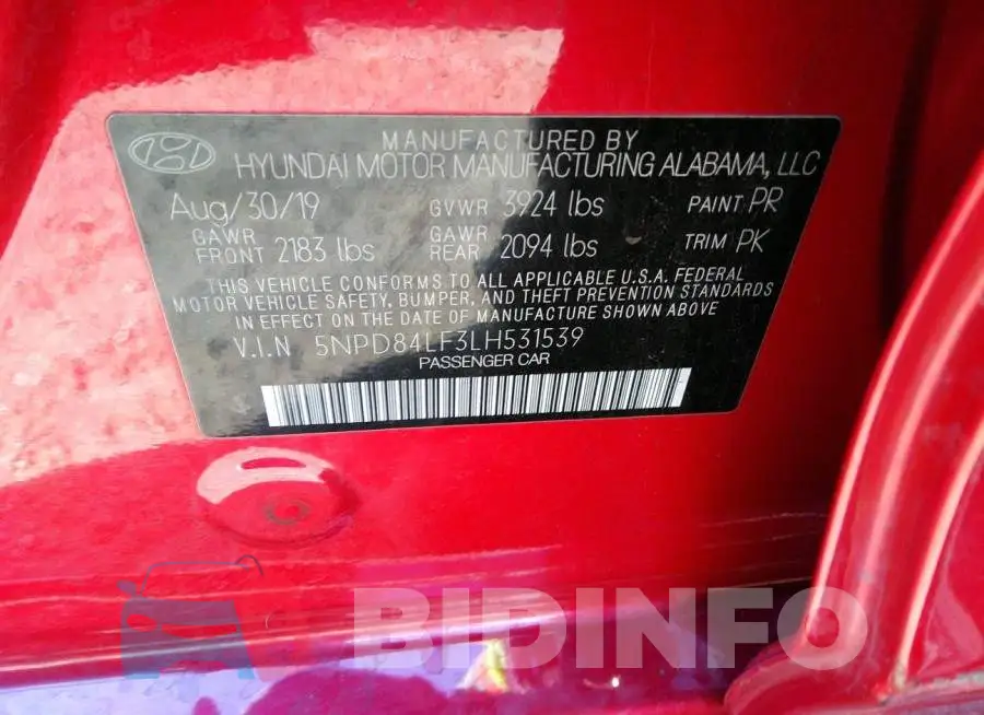 5NPD84LF3LH531539 Photo# 9