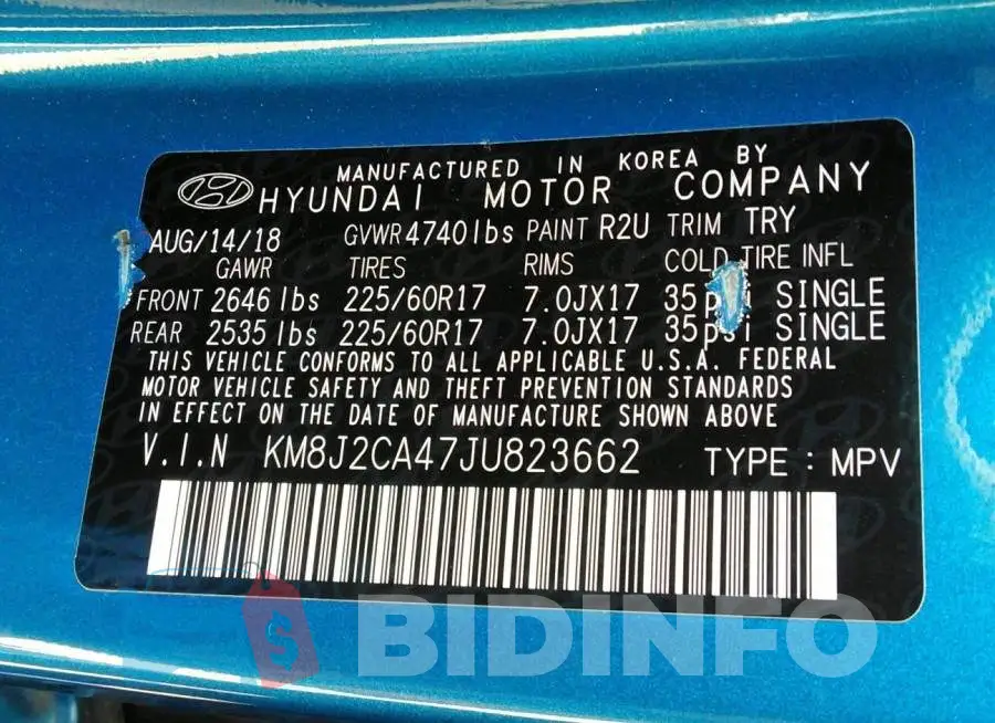 KM8J2CA47JU823662 Photo# 9