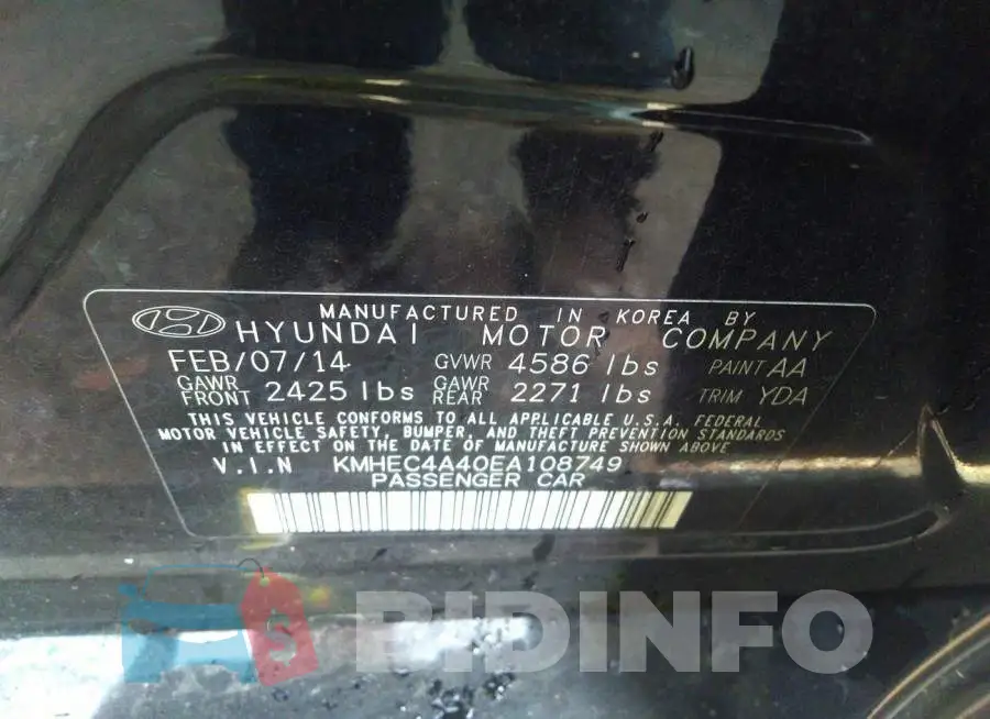 KMHEC4A40EA108749 Photo# 9