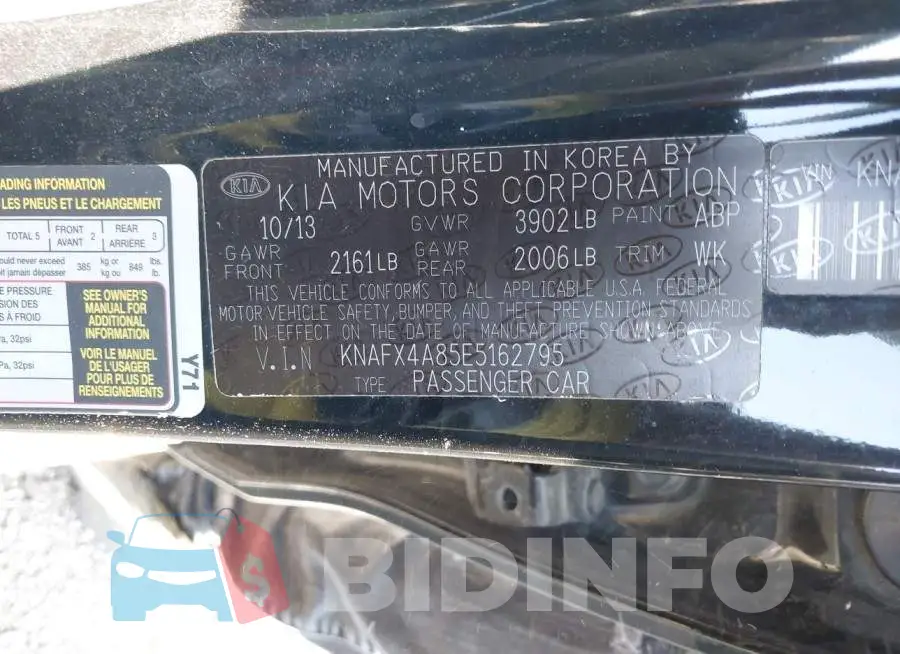 KNAFX4A85E5162795 Photo# 9