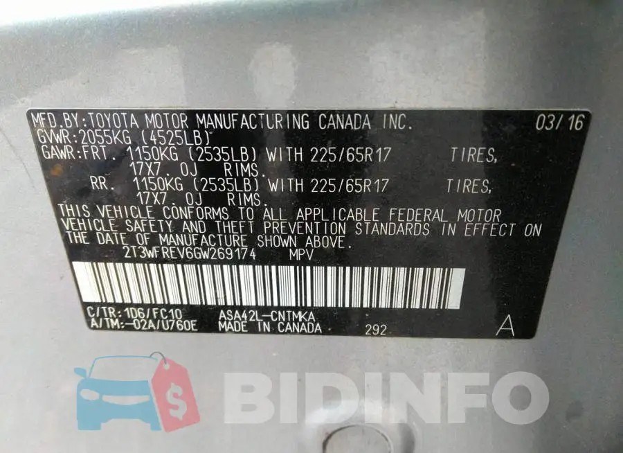 2T3WFREV6GW269174 Photo# 9