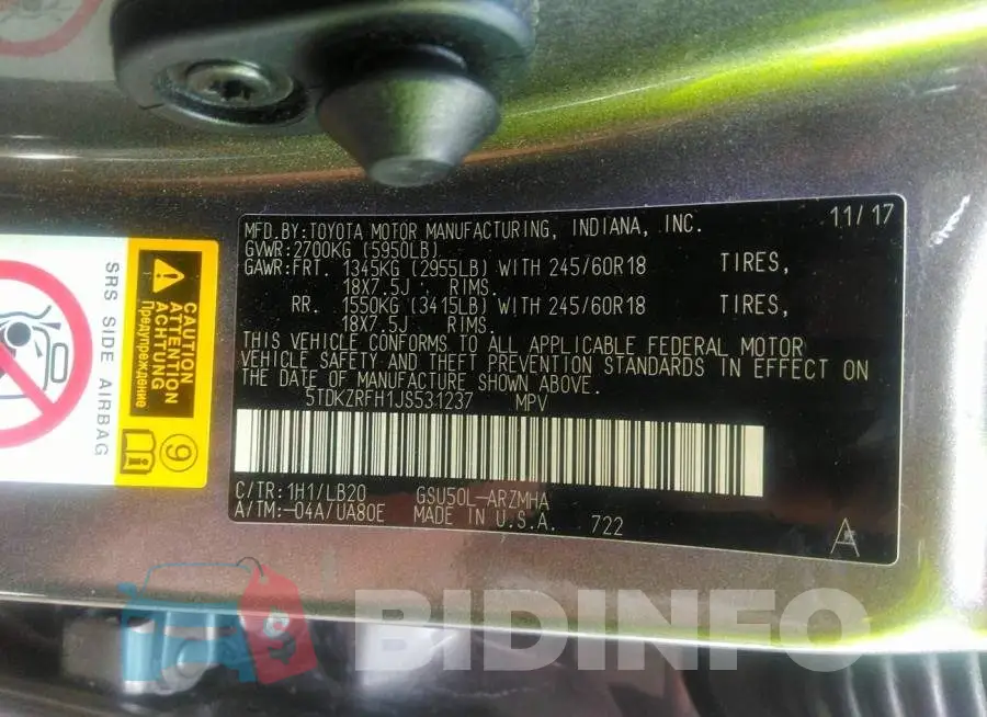 5TDKZRFH1JS531237 Photo# 9
