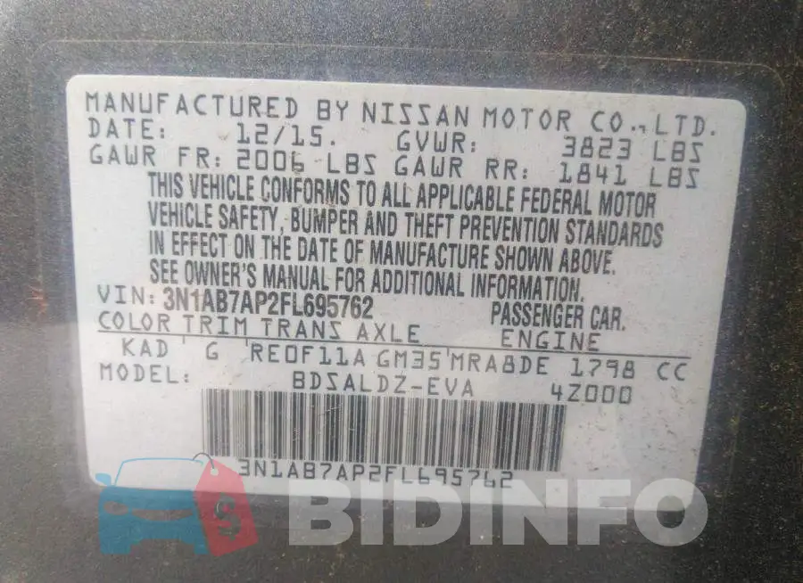 3N1AB7AP2FL695762 Photo# 9