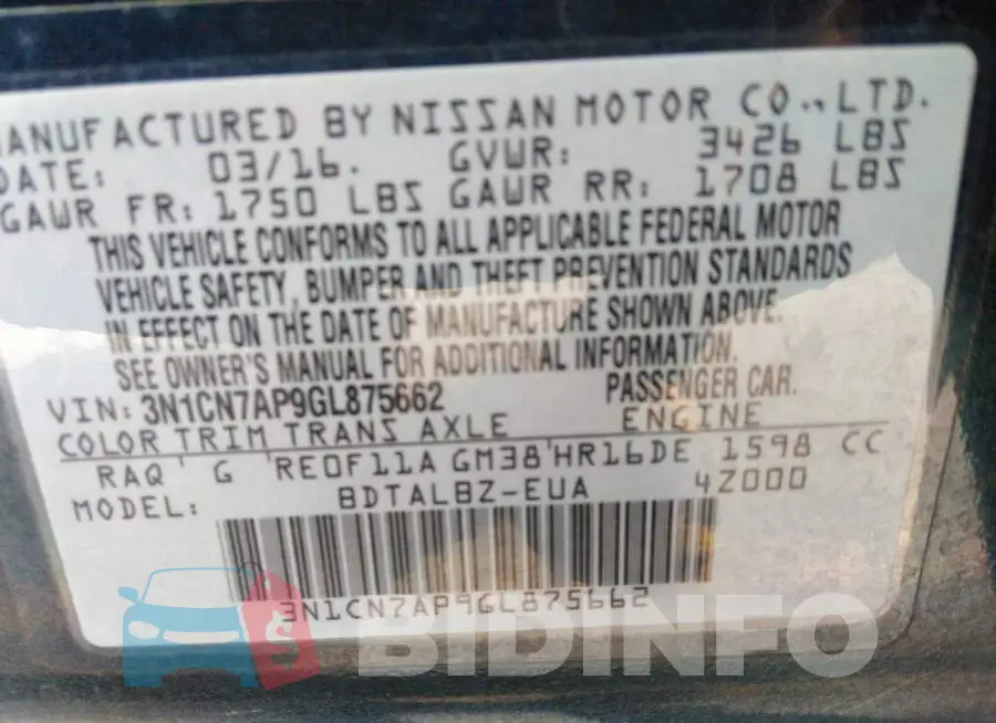 3N1CN7AP9GL875662 Photo# 9