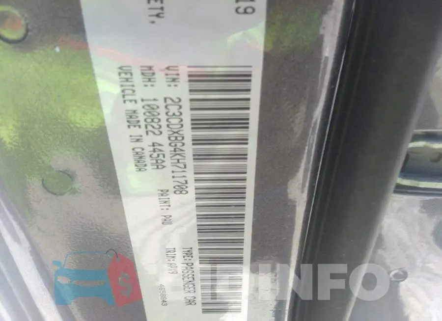 2C3CDXBG4KH711708 Photo# 9