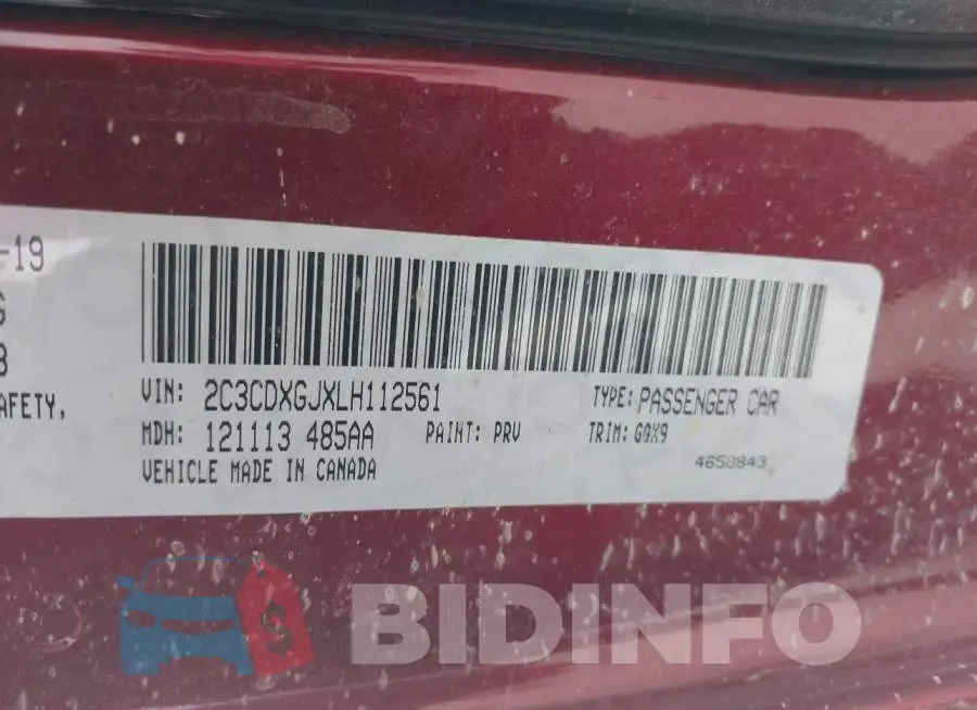 2C3CDXGJXLH112561 Photo# 9