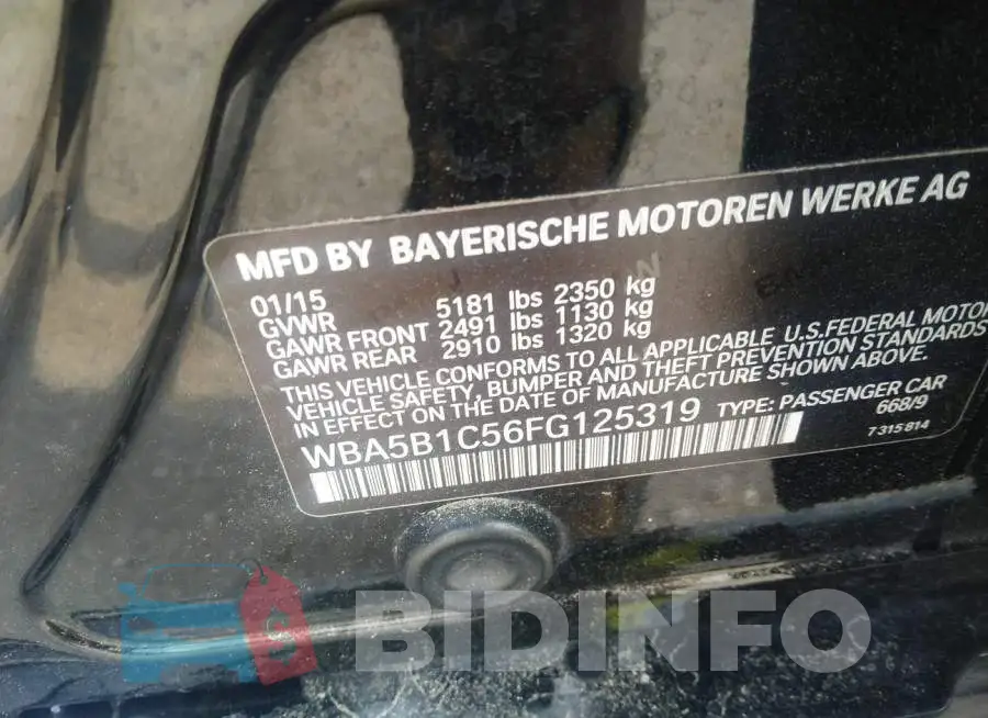 WBA5B1C56FG125319 Photo# 9
