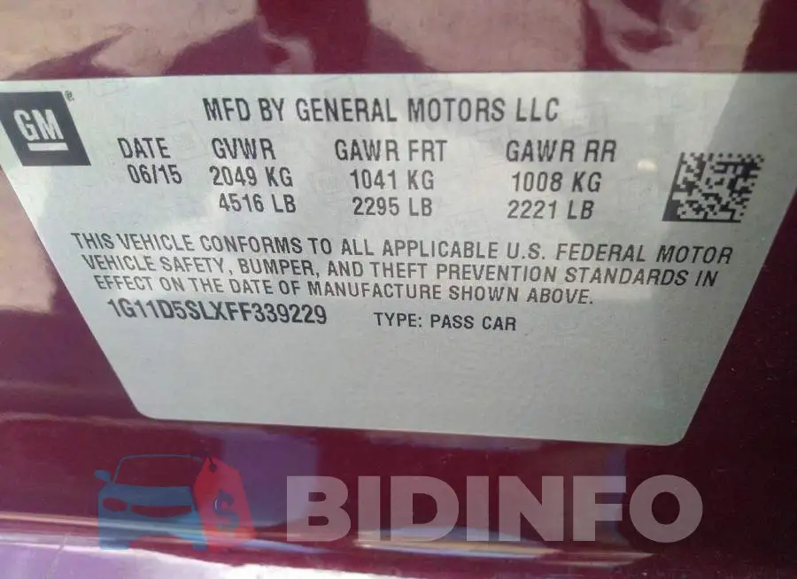 1G11D5SLXFF339229 Photo# 9