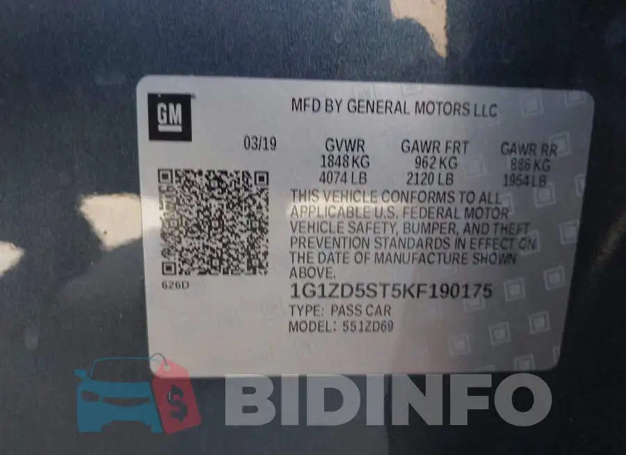 1G1ZD5ST5KF190175 Photo# 9