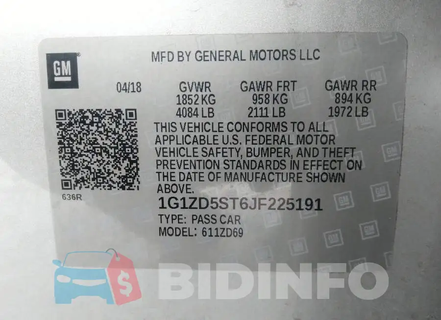 1G1ZD5ST6JF225191 Photo# 9