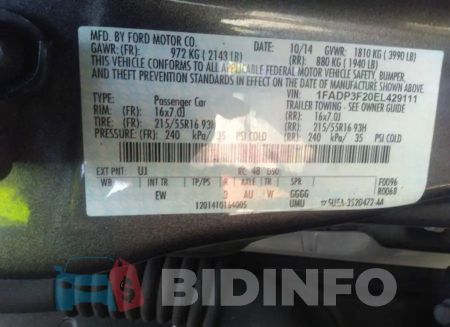 1FADP3F20EL429111 Photo# 9