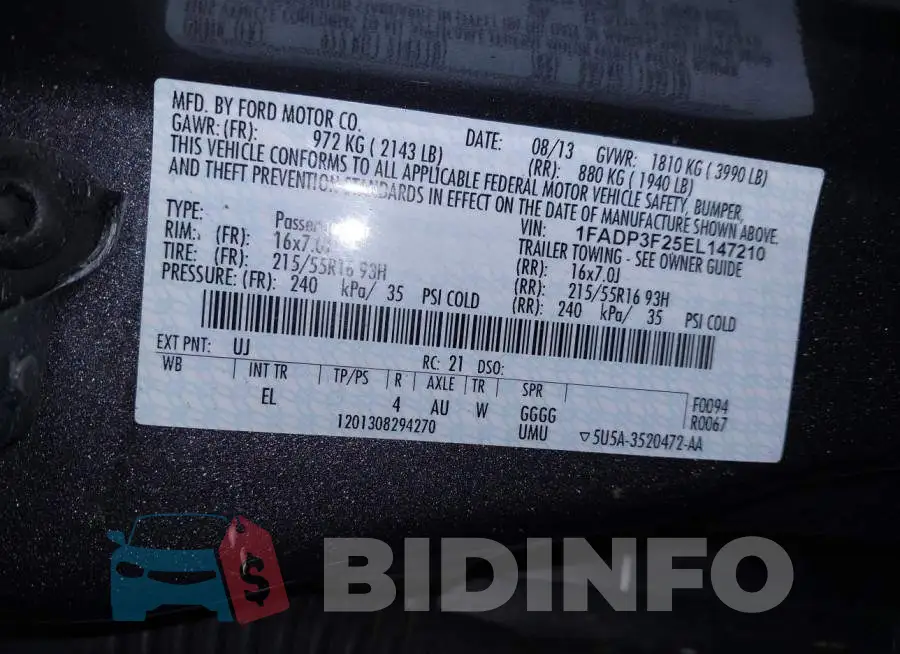 1FADP3F25EL147210 Photo# 9