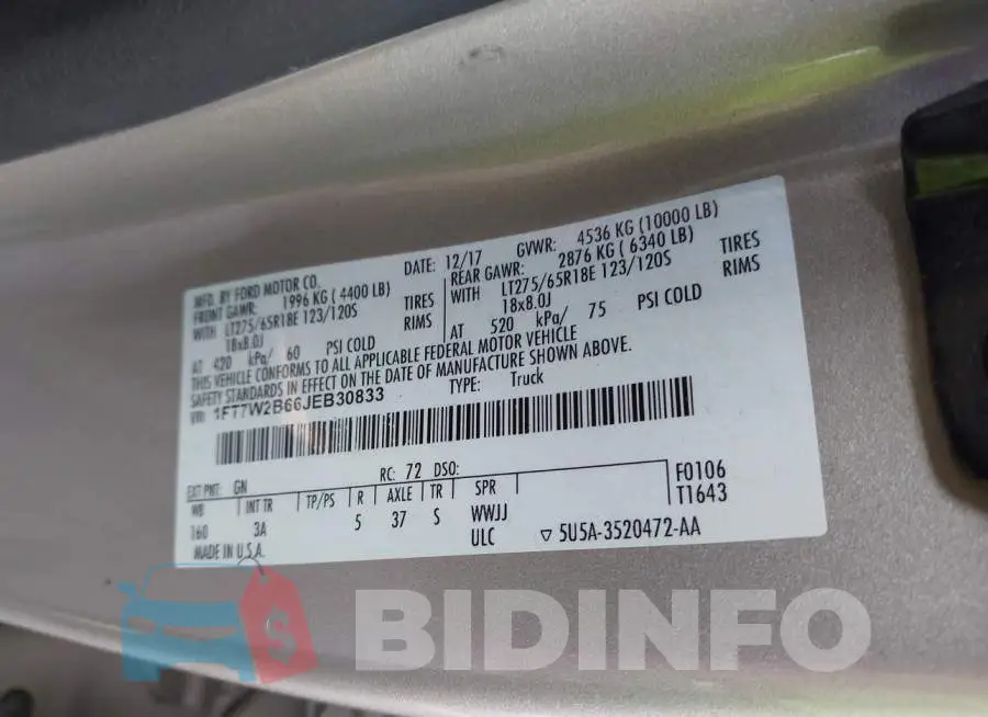 1FT7W2B66JEB30833 Photo# 9