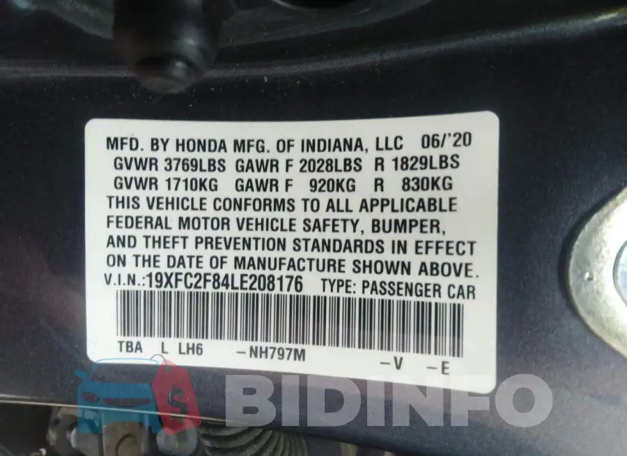 19XFC2F84LE208176 Photo# 9