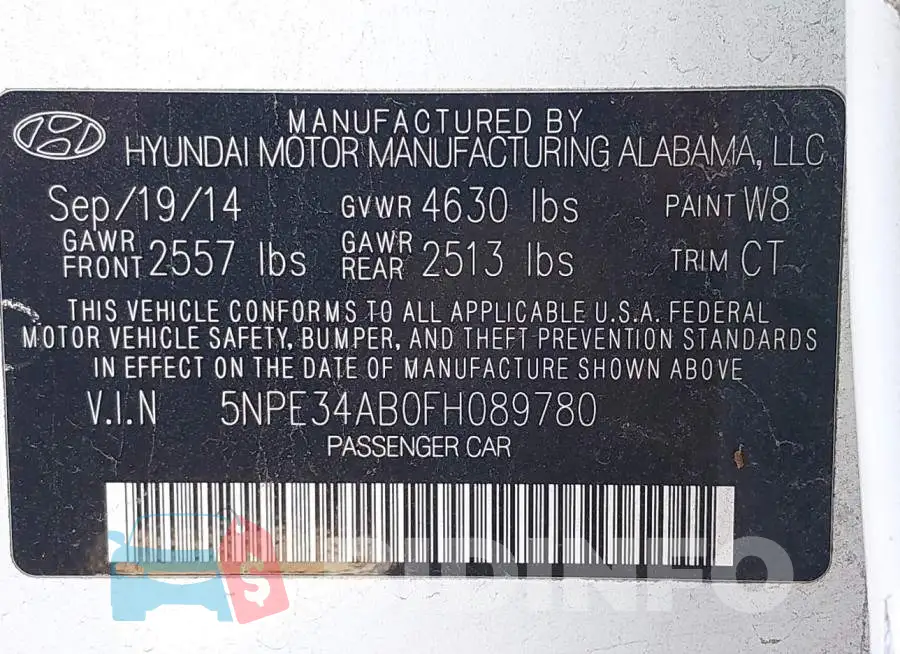 5NPE34AB0FH089780 Photo# 9