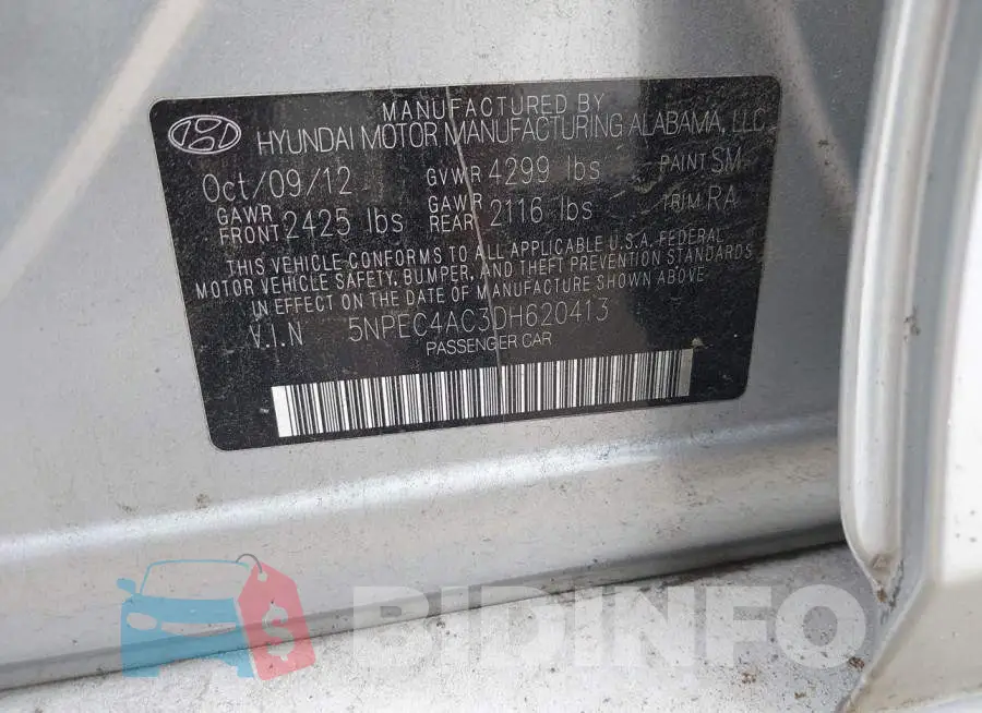 5NPEC4AC3DH620413 Photo# 9
