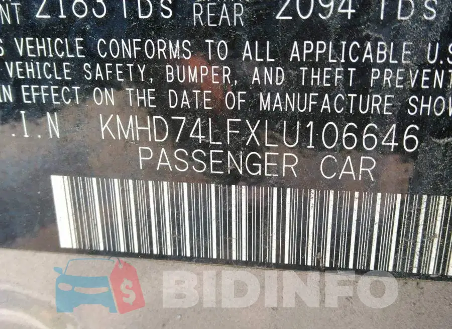 KMHD74LFXLU106646 Photo# 9