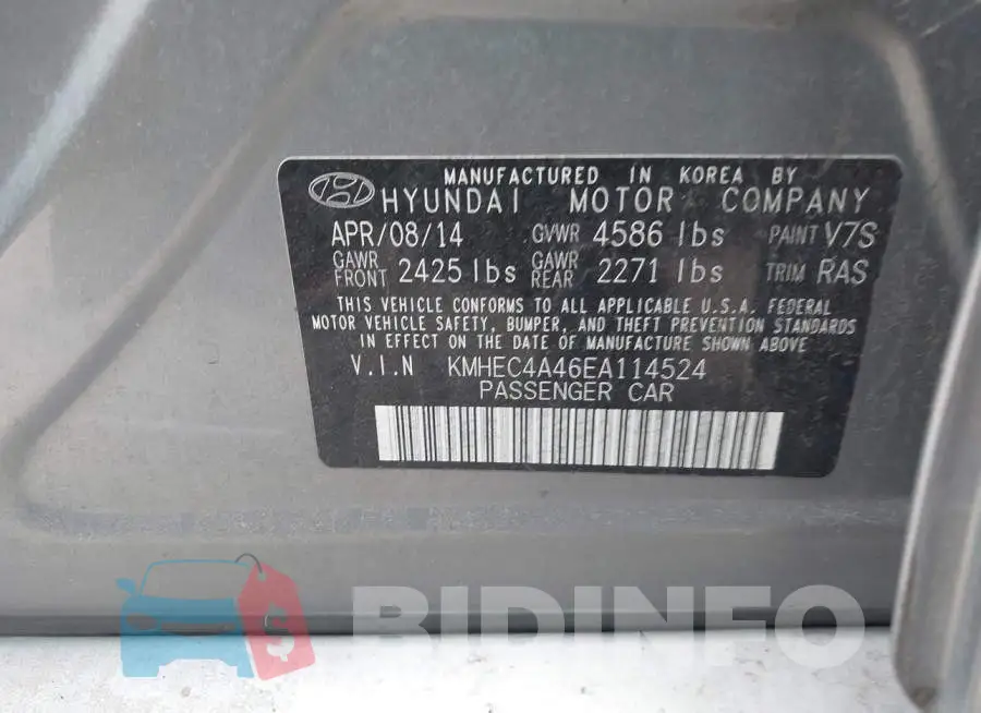 KMHEC4A46EA114524 Photo# 9