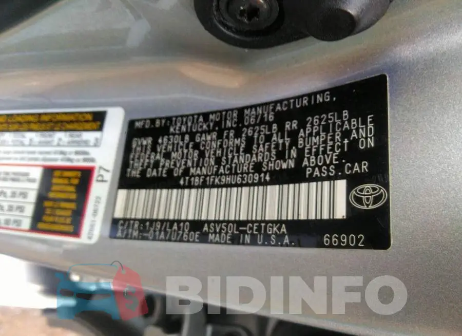 4T1BF1FK9HU630914 Photo# 9