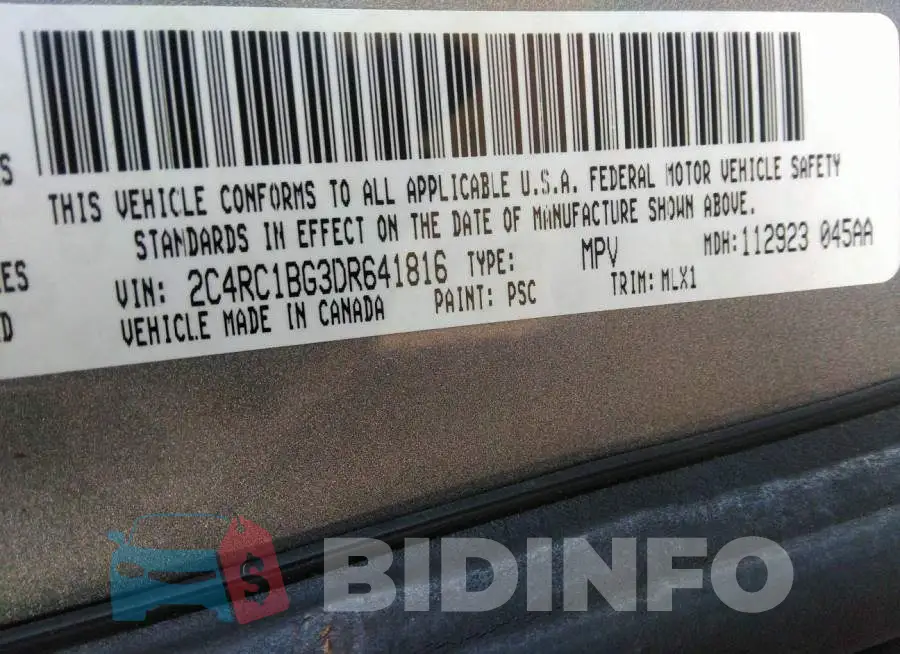 2C4RC1BG3DR641816 Photo# 9