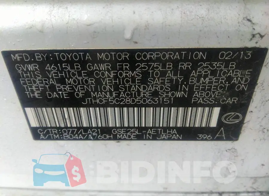 JTHCF5C28D5063151 Photo# 9