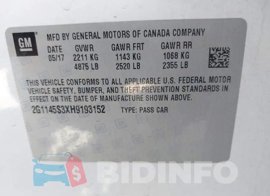 2G1145S3XH9193152 Photo# 9