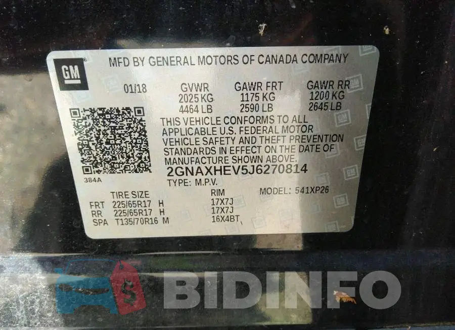 2GNAXHEV5J6270814 Photo# 9