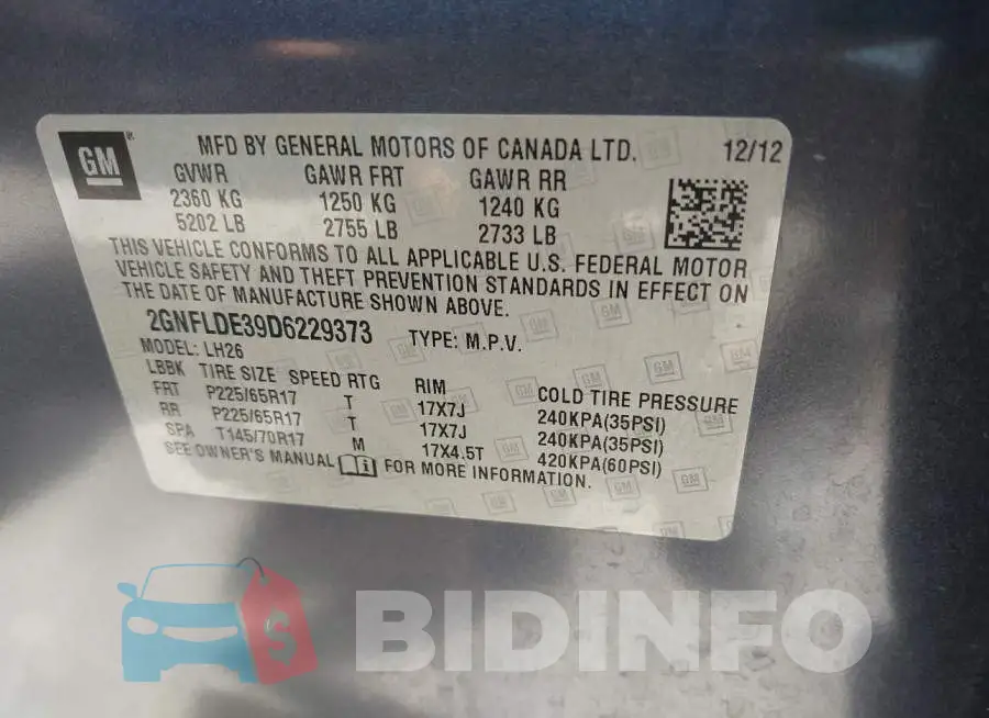 2GNFLDE39D6229373 Photo# 9
