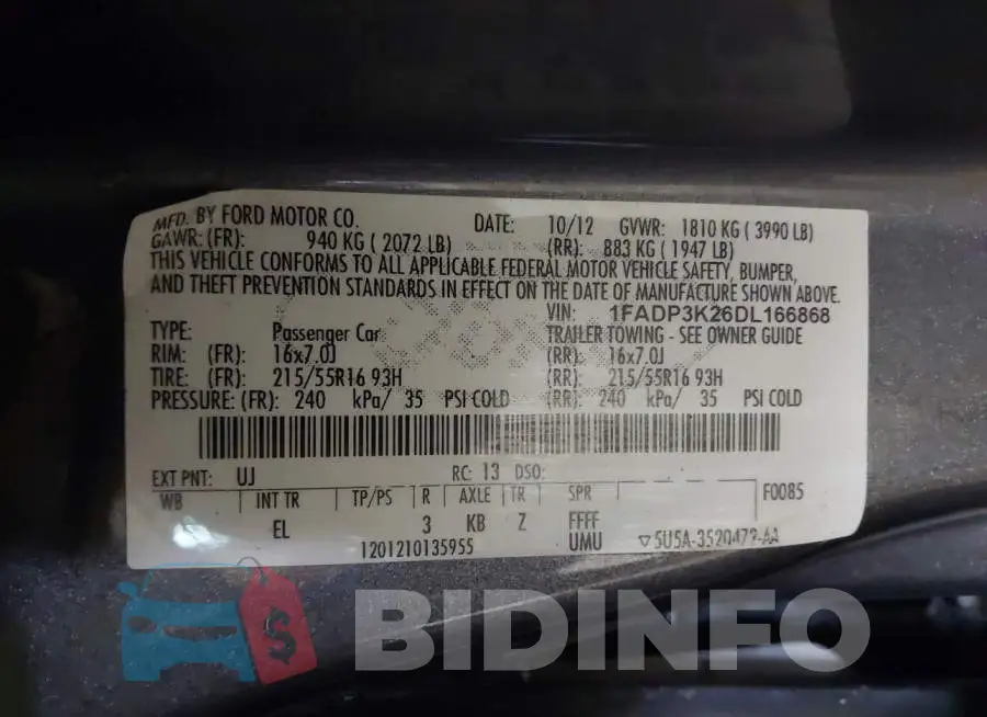 1FADP3K26DL166868 Photo# 9