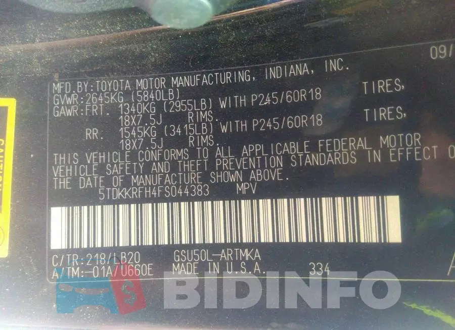 5TDKKRFH4FS044383 Photo# 9