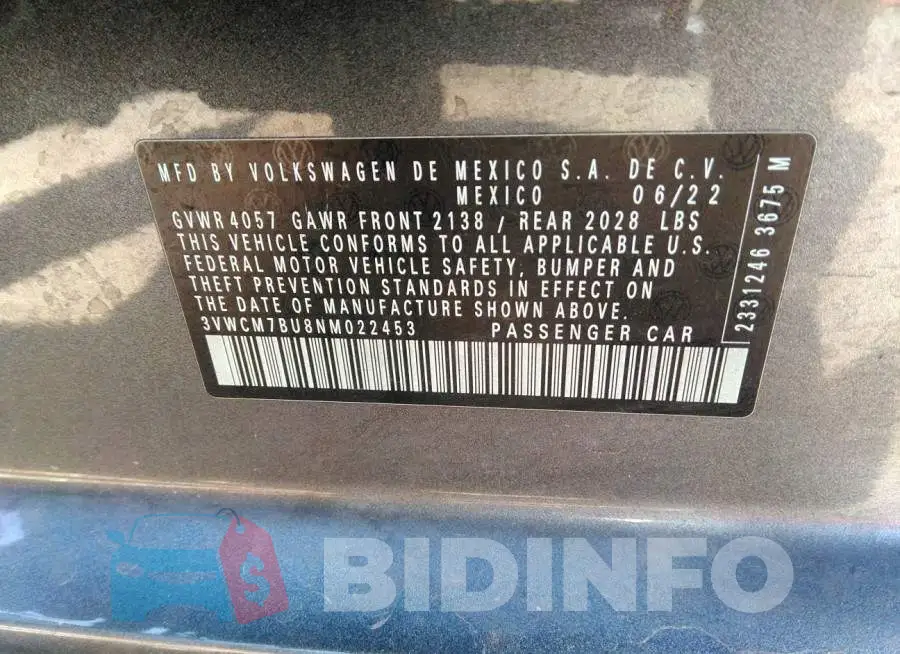 3VWCM7BU8NM022453 Photo# 9