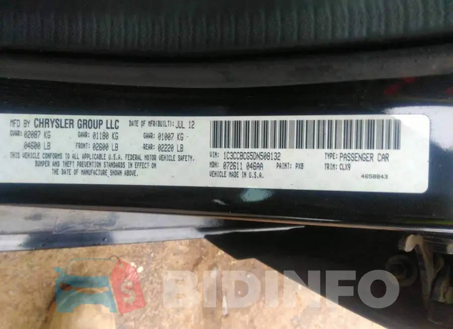 1C3CCBCG5DN508132 Photo# 9