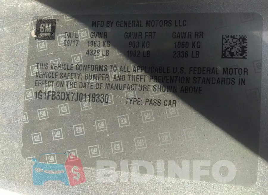 1G1FB3DX7J0118330 Photo# 9