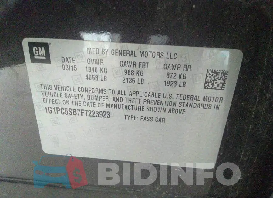 1G1PC5SB7F7223923 Photo# 9