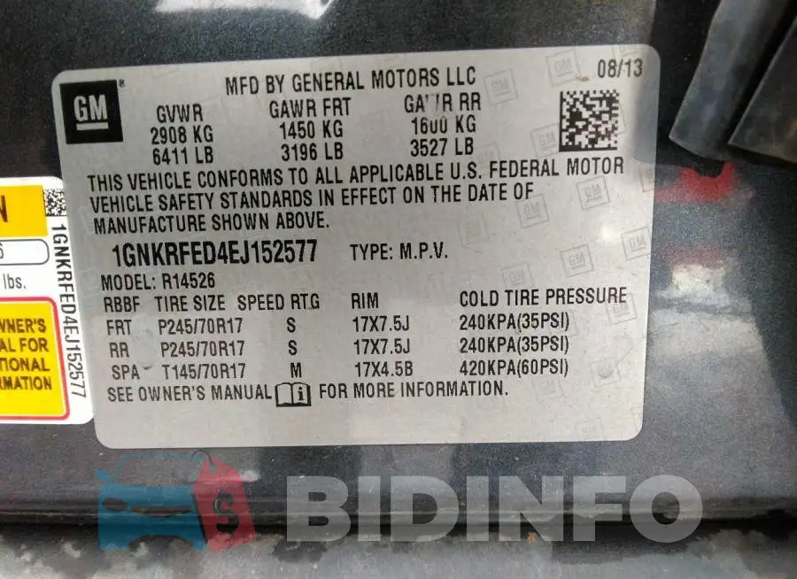 1GNKRFED4EJ152577 Photo# 9