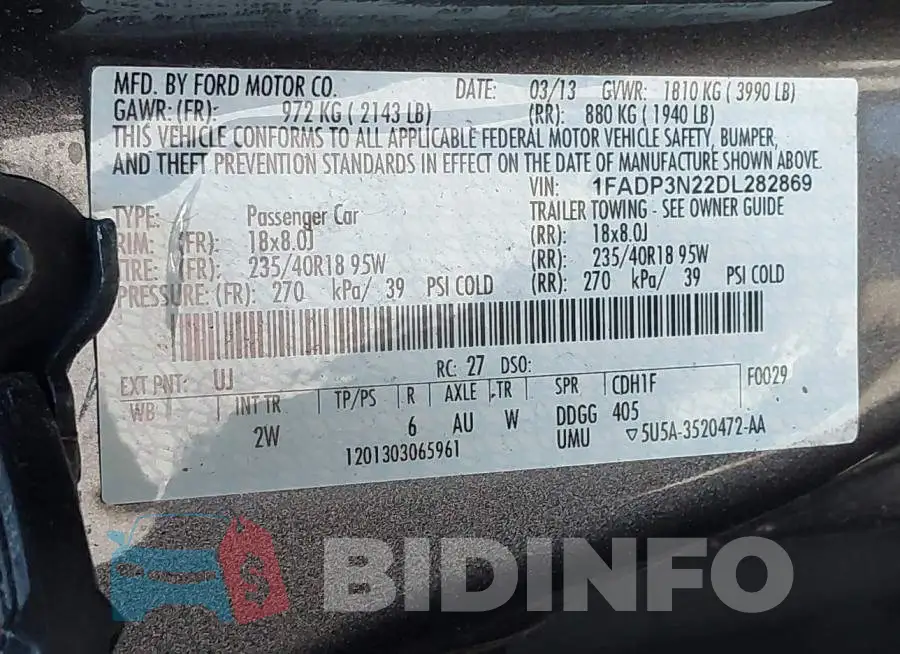 1FADP3N22DL282869 Photo# 9