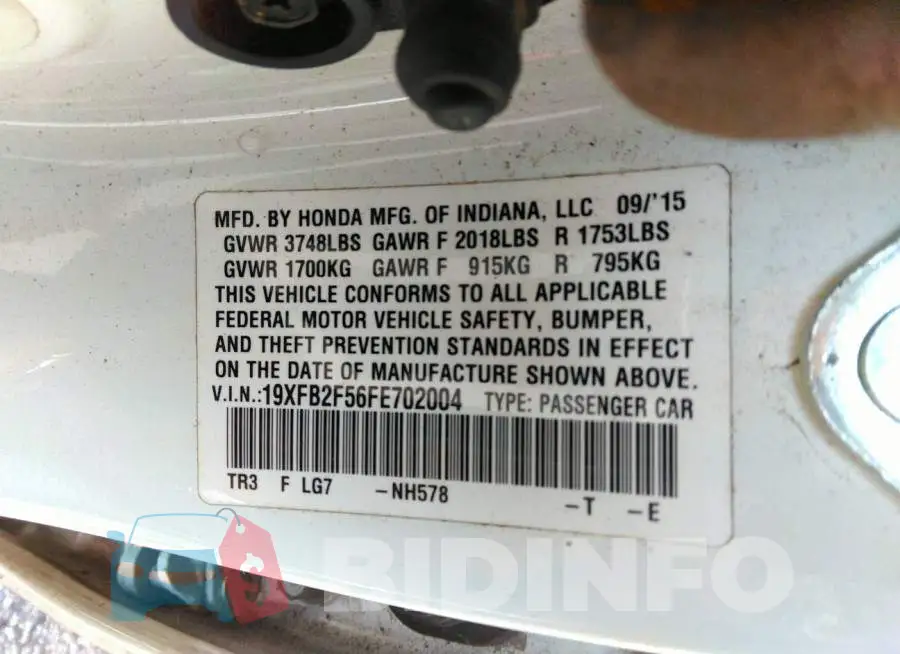 19XFB2F56FE702004 Photo# 9