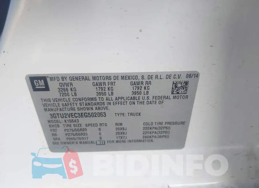 3GTU2VEC3EG502063 Photo# 9