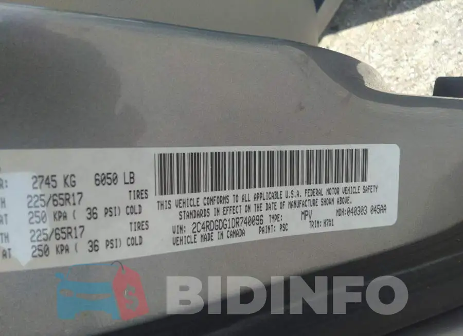2C4RDGDG1DR740096 Photo# 9